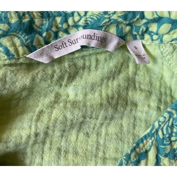 Soft Surroundings Womens/Teen Jodi Gauze Floral Shirt Jacket Small Green Shaket - Picture 7 of 9